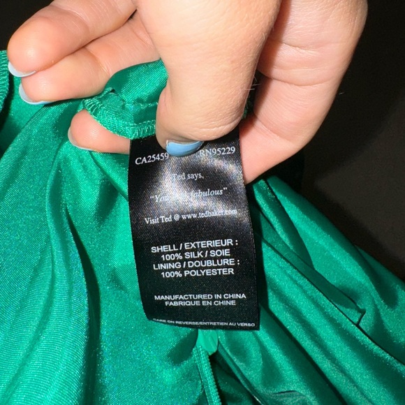 Ted Baker Emerald Green Satin Strapless Formal Mini Dress Women’s Size 2 - Picture 6 of 7